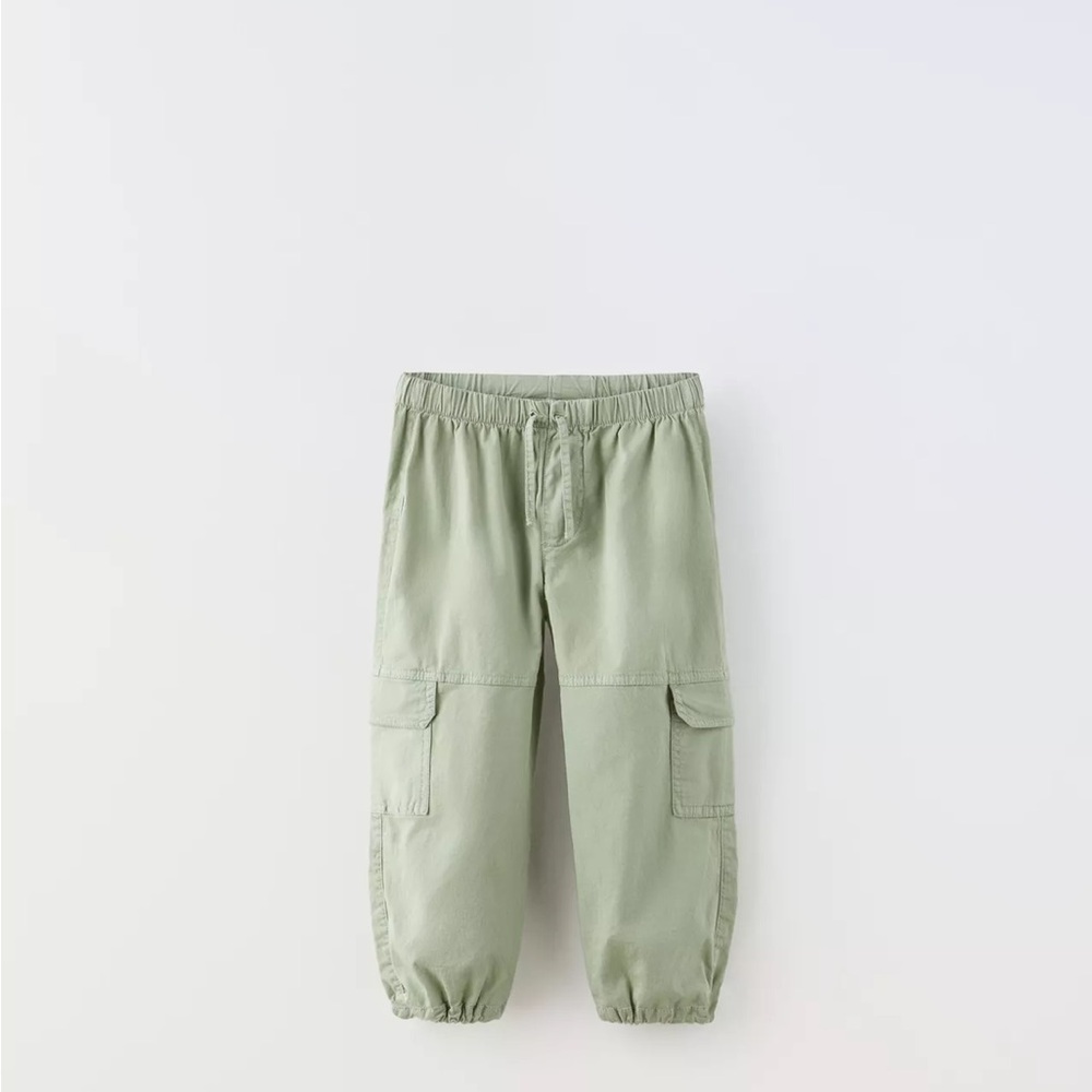 Zara Kids Light Green Cargo Joggers
